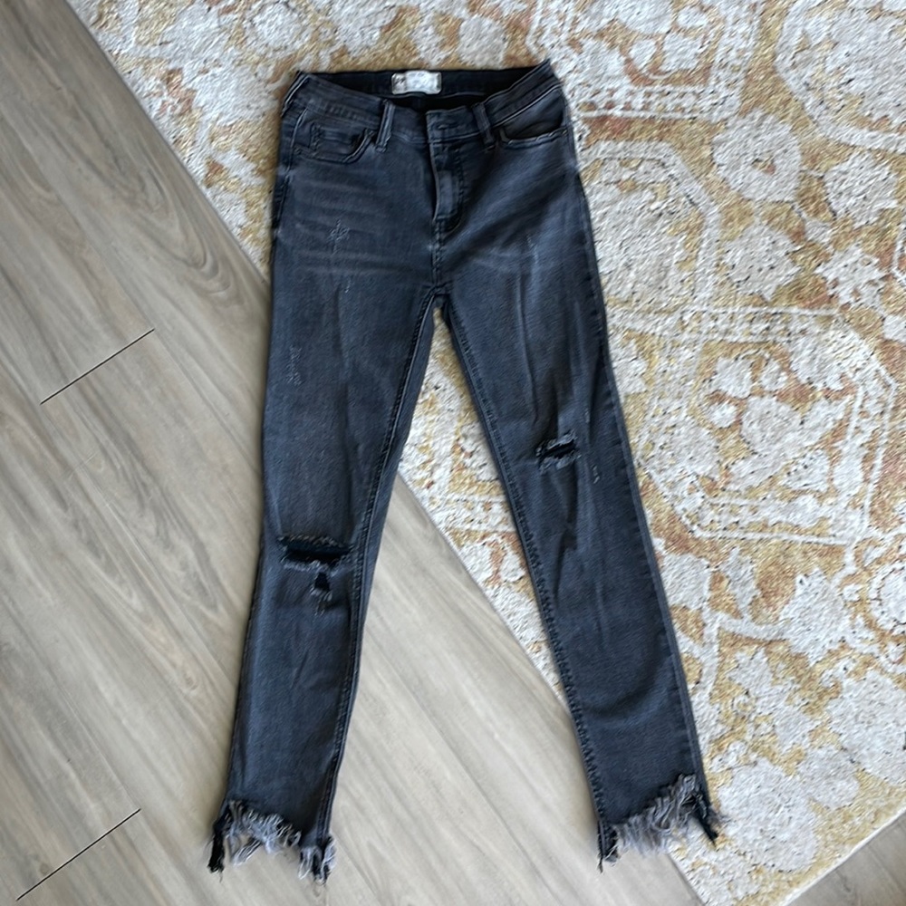 Free People Raw Hem Black Jeans